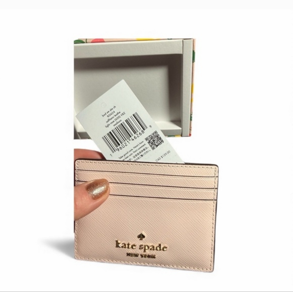 Kate Spade Madison Card Holder - Light Rose Saffiano Leather- New In Box - Picture 7 of 8